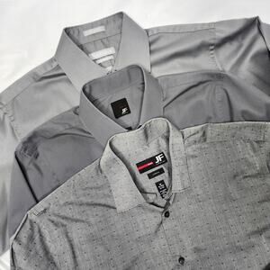 3 Men's Gray Dress Shirts J. Ferrar Small 14 -15 Neck 32 -33 inch Sleeves